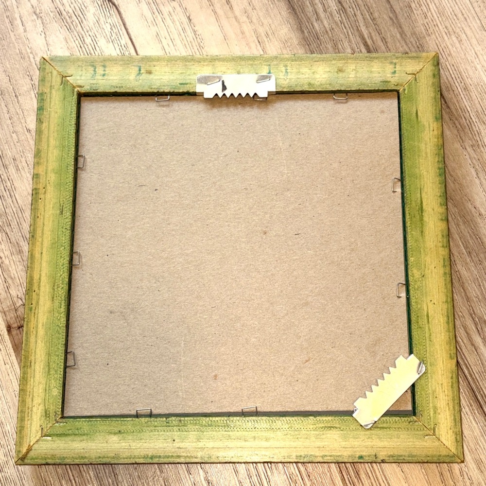 Vtg Ornate Square Wall Mirror Gold Verdigris Floral Scrollwork Frame 9.5in - Picture 8 of 16